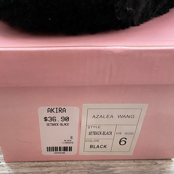 New Azalea Wang Black Fur Slide Slip on Sandals Size 6 - Picture 3 of 4